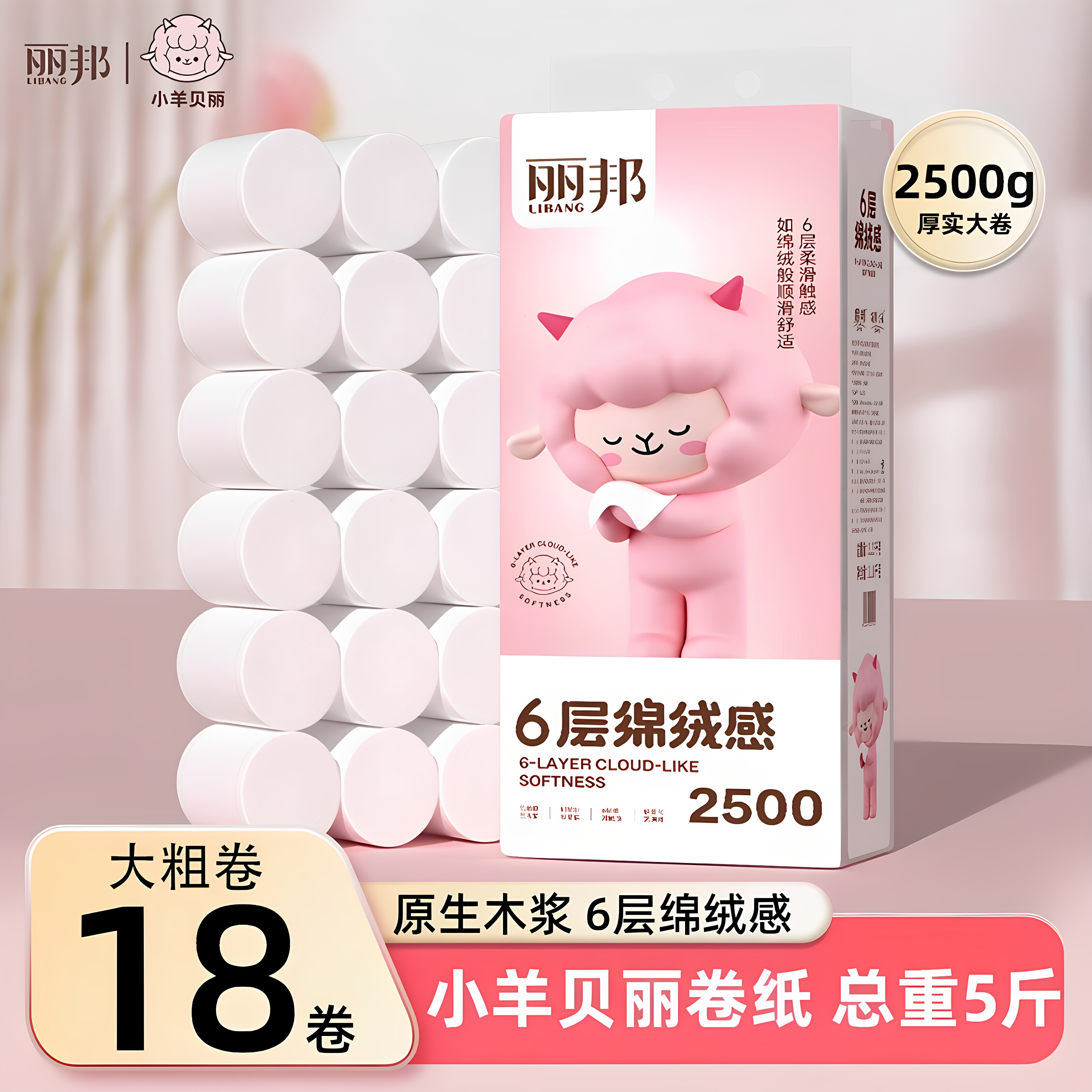 丽邦5斤18卷卫生纸厂家直销批发