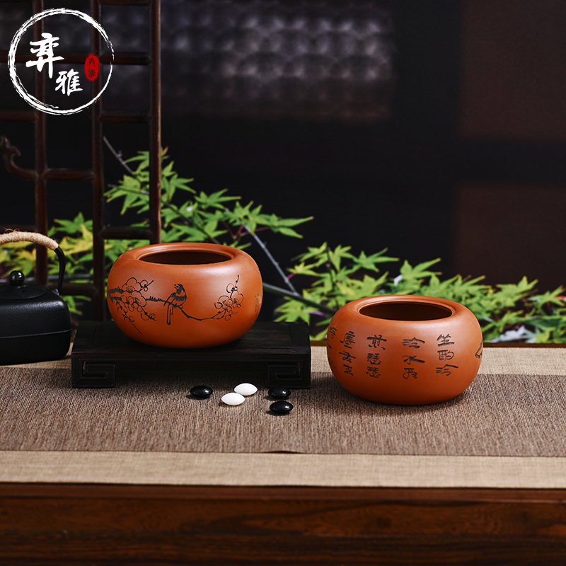 手工藤编筐菩提相思木枣木桃花芯木麻绳围棋罐大号紫砂罐黑白棋