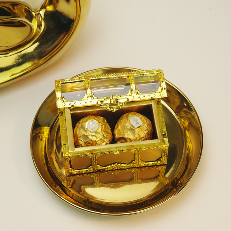 费列罗巧克力喜糖成品2粒金色复古百宝箱首饰盒婚礼含糖节日礼物