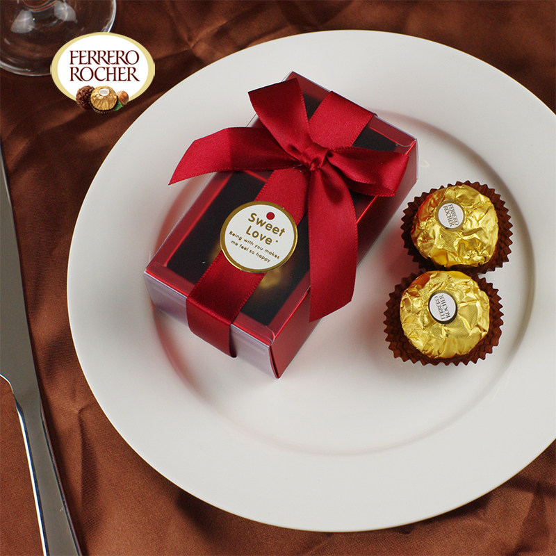 费列罗巧克力喜糖2粒婚礼含糖酒红小套封结婚七夕情人节节礼物