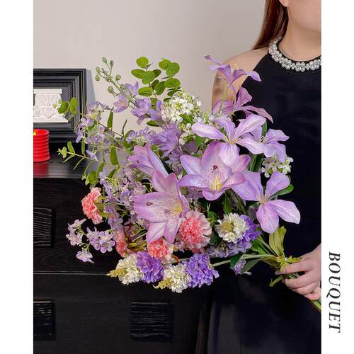 莫奈风仿真花束假花摆设