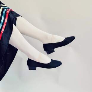 北舞英皇考级黑鞋跟鞋性格舞鞋土风舞鞋代表鞋练功鞋低跟鞋黑白底