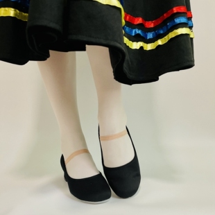 黑鞋跟鞋斜纹布代表性鞋土风舞鞋性格舞鞋35跟北舞英皇芭蕾考级专