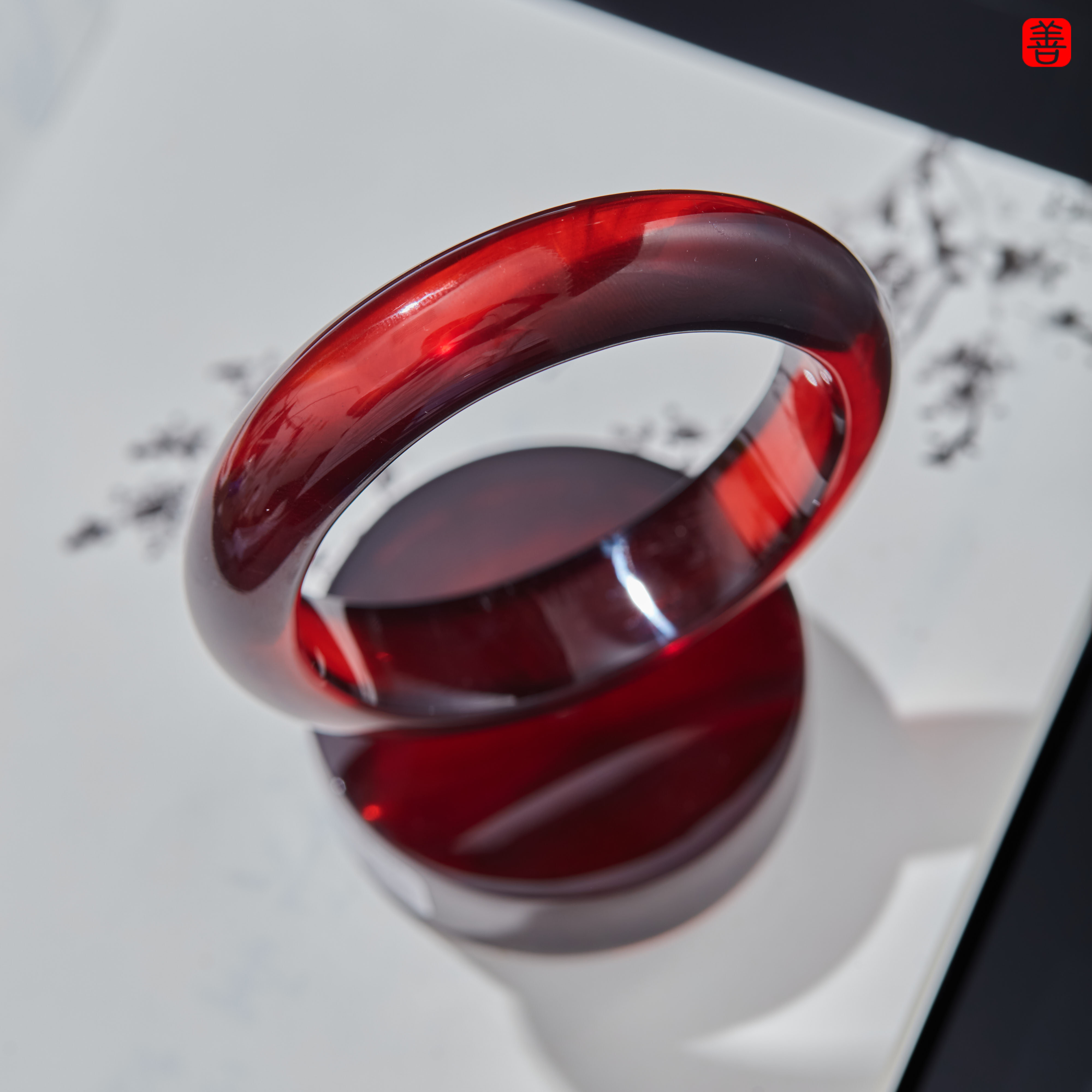 【善】缅珀血珀宽 条镯芯手镯#XY02000010
