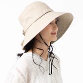 出口日本春夏季 亚麻防晒渔夫帽子女轻薄凉感遮阳帽逛街出游太阳帽