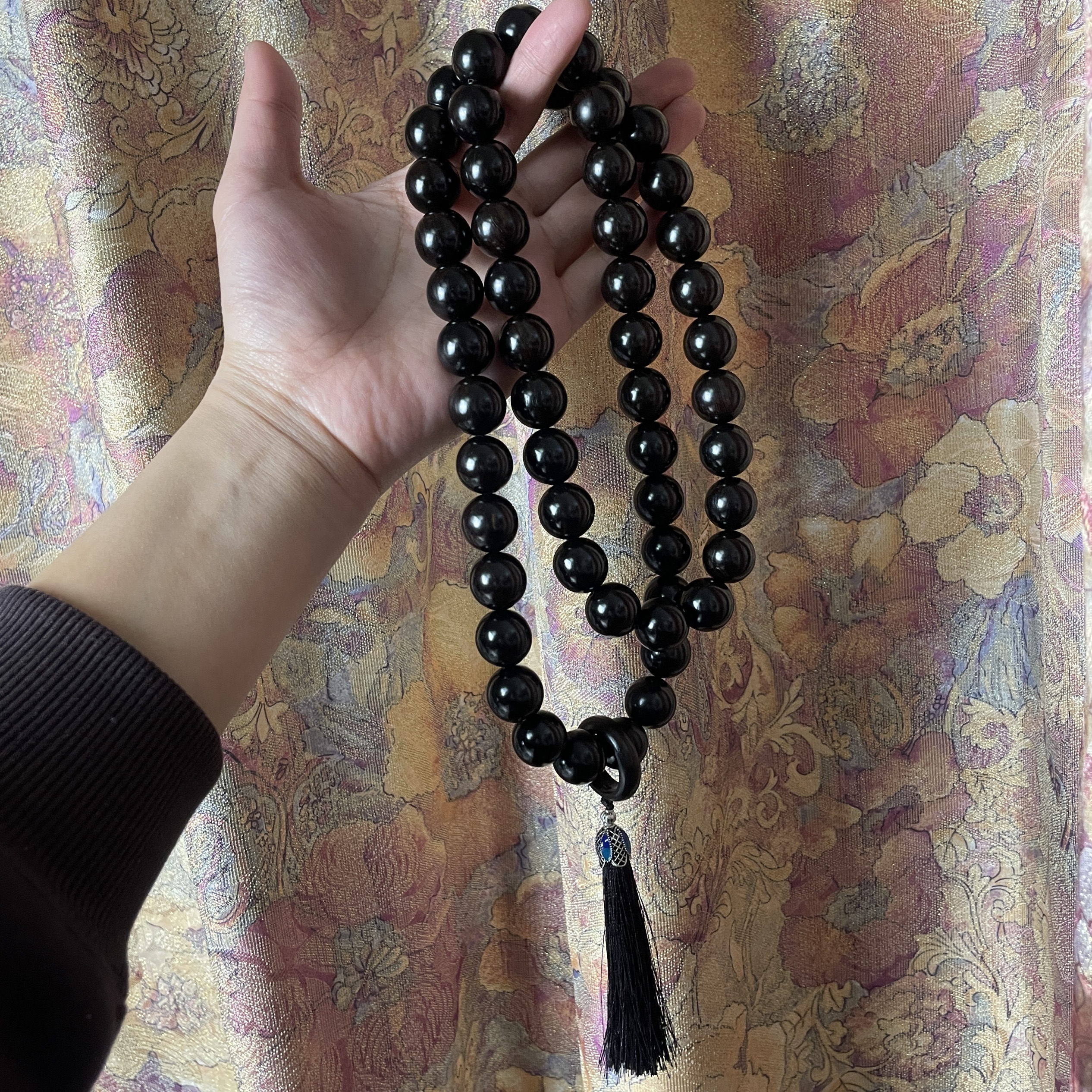 紫光檀手持木质佛珠文玩手串盘玩1.8cm*54颗跑环款可当车挂