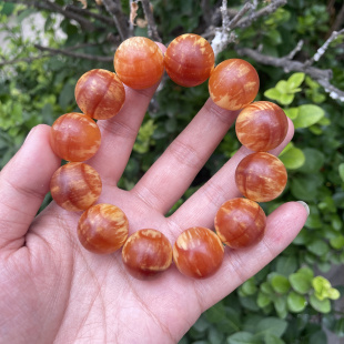 天然琥珀木手串手链松明子全油全透光文玩精品花纹