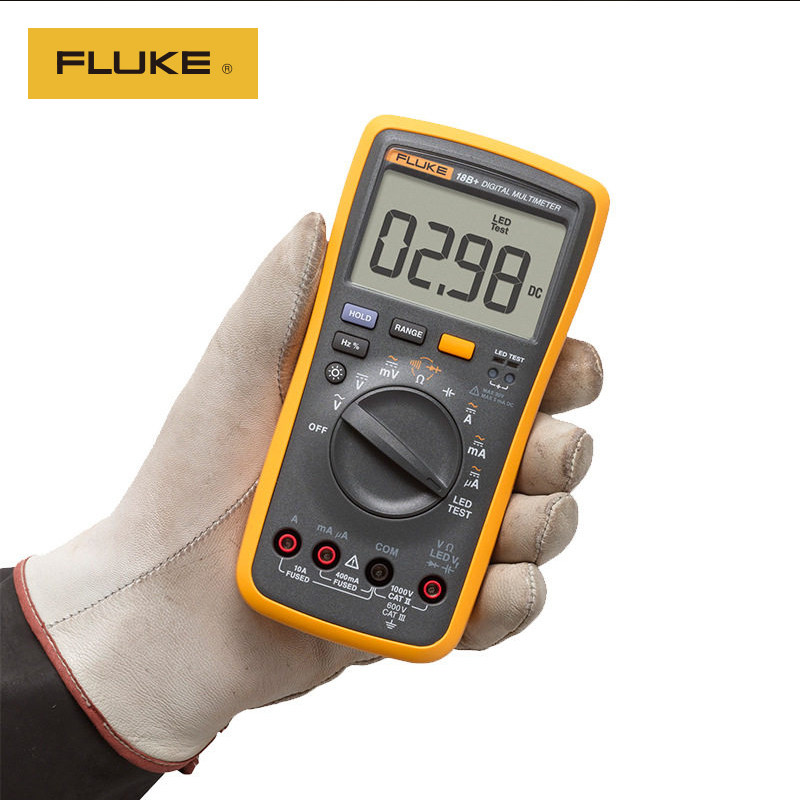 fluke福禄克万用表18b 便携式多用表自动量程发光led测试万能表