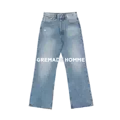 Gremade 2021m Style Washed Black-Blue-Gray Loose Straight-Leg Slightly Flared Jeans Clean Fit