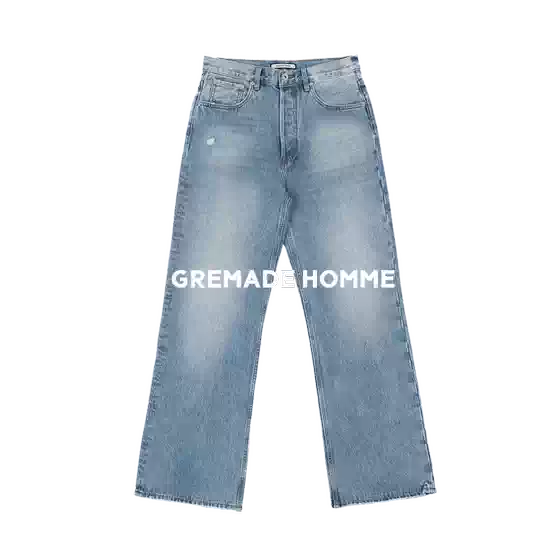 Gremade 2021m Style Washed Black-Blue-Gray Loose Straight-Leg Slightly Flared Jeans Clean Fit
