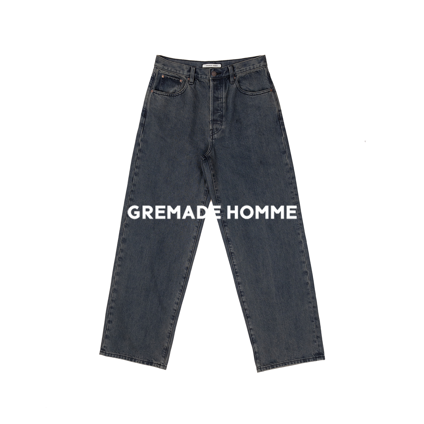 午夜蓝黑洗水直筒重磅丹宁牛仔裤