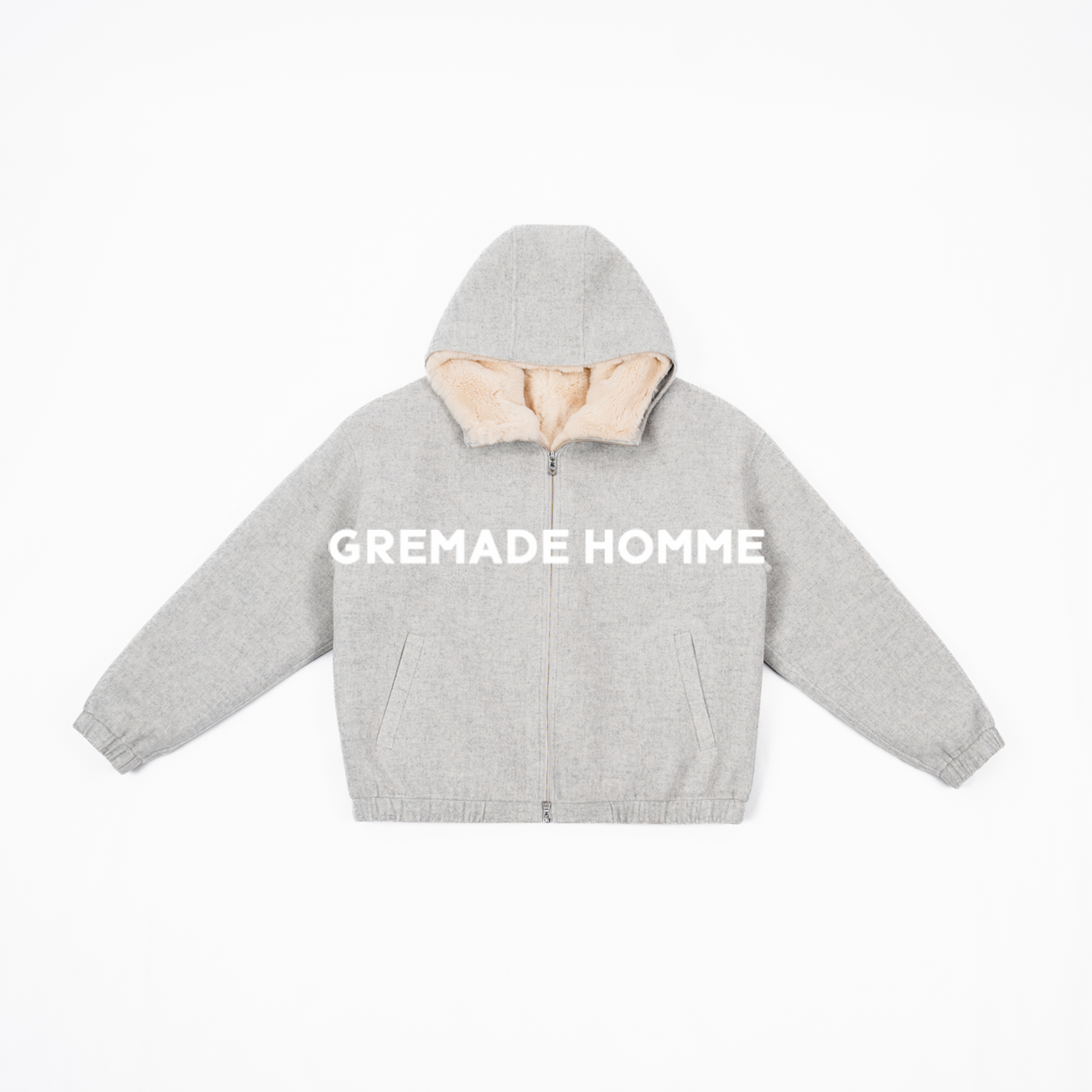 羊绒羊毛双面呢獭兔绒连帽外套