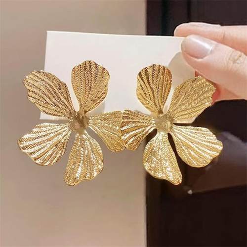 无耳洞耳夹款~金属花朵大耳环