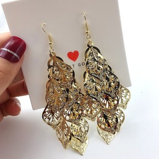 欧美夸张耳环女韩国气质个性长款无耳洞耳夹时尚大气吊坠耳饰潮