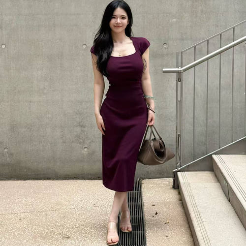 气质掐腰御姐修身针织包臀连衣裙