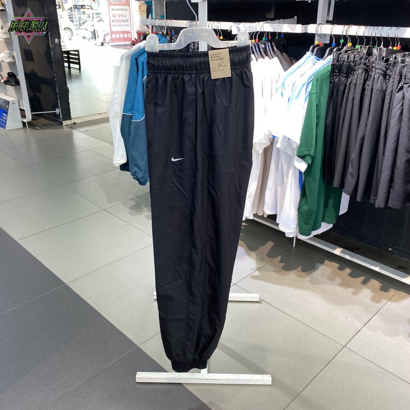 正品NIKE耐克拼接撞色束脚百搭女户外运动休闲梭织长裤FV7661-010