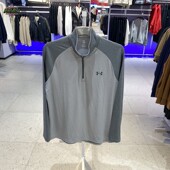 正品 T恤1375435 UA安德玛简约透气半拉链训练男运动休闲梭织长袖