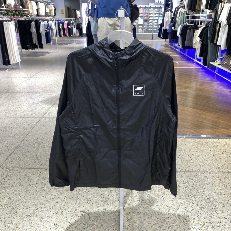 正品SKECHERS斯凯奇简约百搭连帽男运动休闲梭织夹克外套P225M276