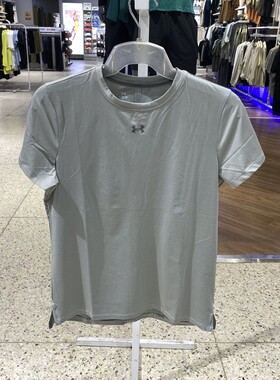 正品UA安德玛简约LOGO透气圆领训练健身女运动休闲短袖T恤6010870