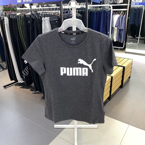 Puma, дышащая спортивная хлопковая футболка с коротким рукавом для отдыха, с печатью вашего логотипа, круглый воротник
