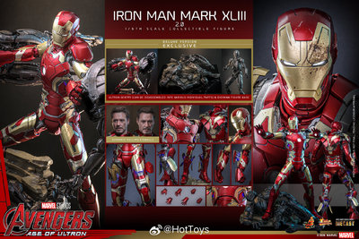 HOTTOYS钢铁侠Mark43(2.0) 1:6比例合金珍藏人偶接单