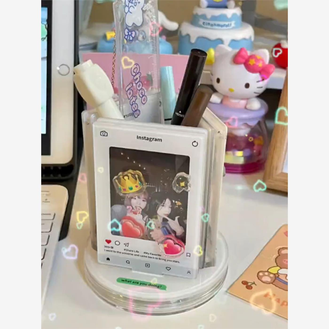 创意旋转立牌照片亚克力相框ins风礼物情侣情人节Emoji三寸拍立得