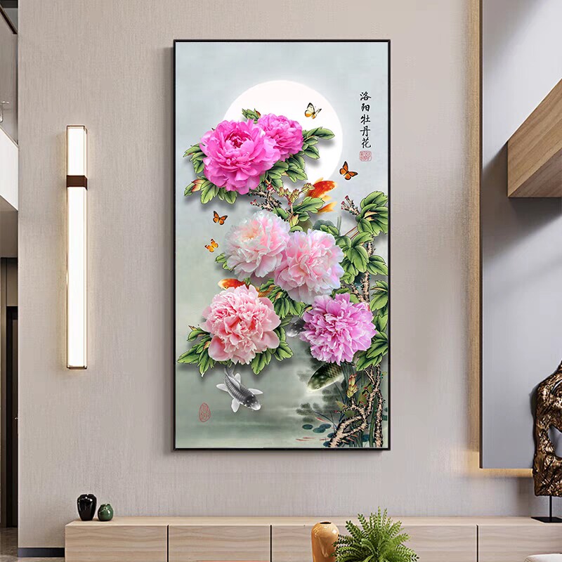花开富贵100%精准印花十字绣