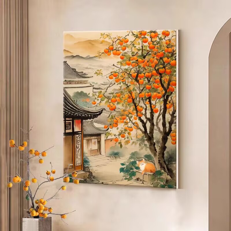 柿柿如意十字绣2025新款线绣客厅中式小件卧室风景简单自己手工绣