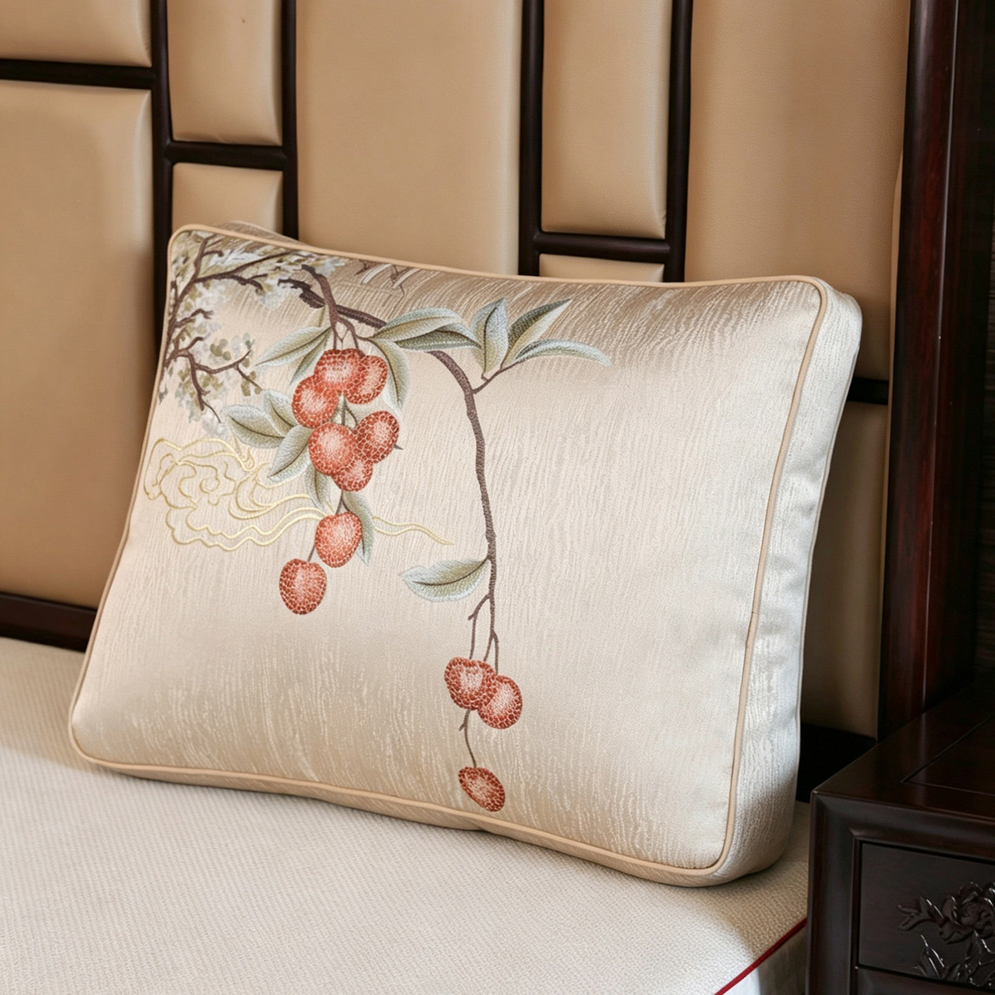 中式实木罗汉床专用靠垫沙发大靠枕床头客厅抱枕高端软包靠背垫