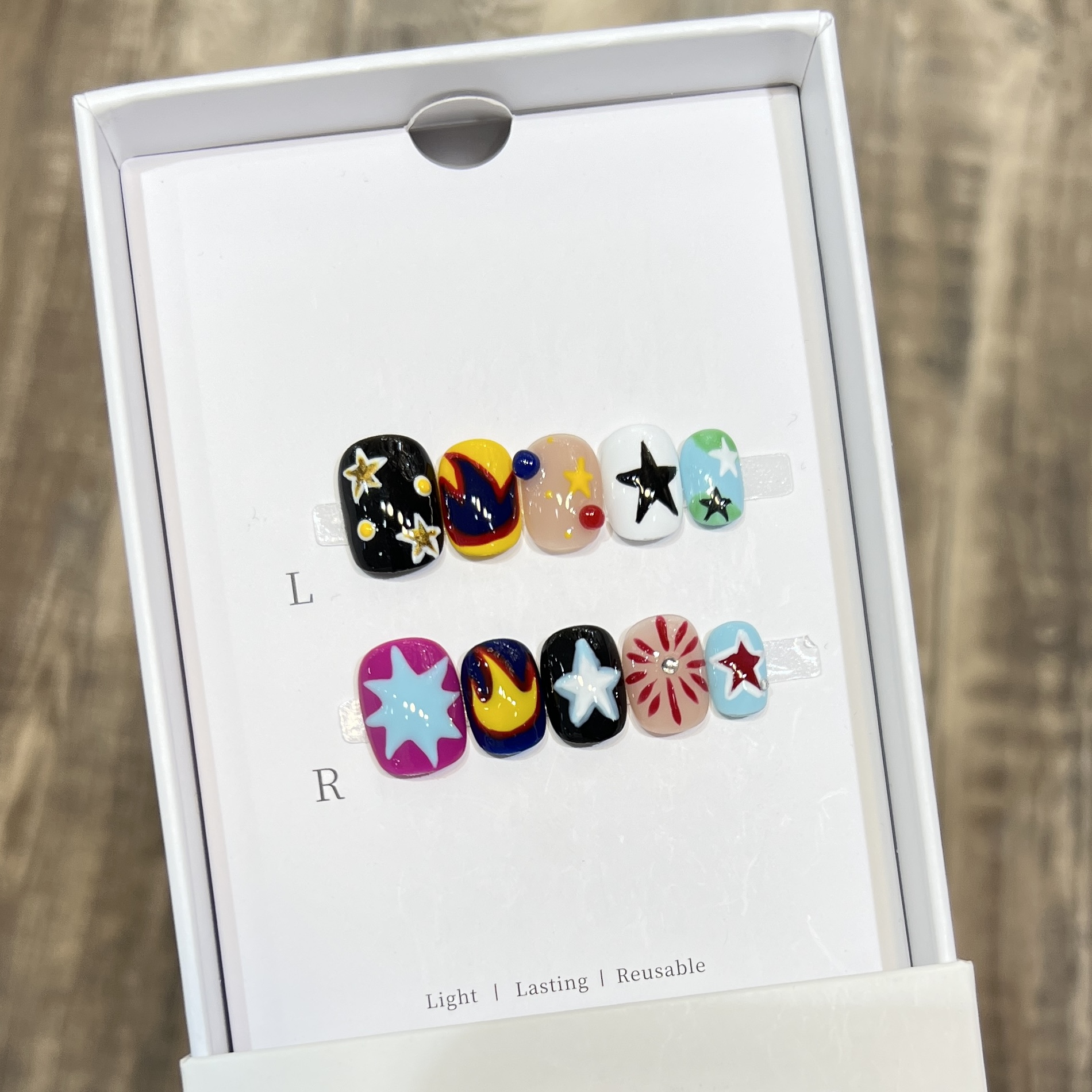 ins风手绘火焰星星可拆卸穿戴甲