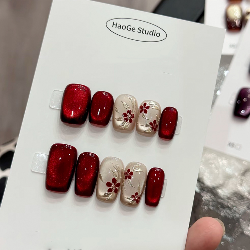 2025年新款秋冬手工穿戴甲猫眼