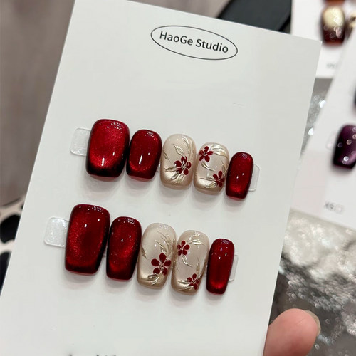 2025年新款秋冬手工穿戴甲猫眼