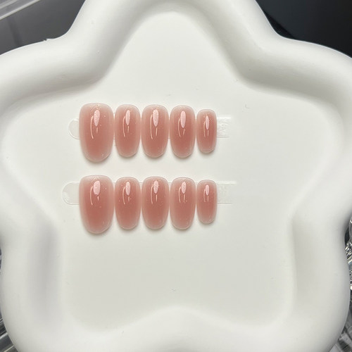纯欲极简高级感裸色纯手工穿戴甲短款气质显白百搭美甲贴片可拆卸