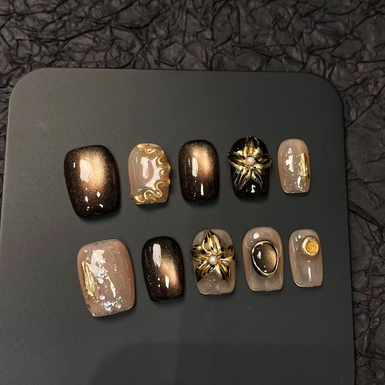 极光末日秋冬新款穿戴甲猫眼雕花