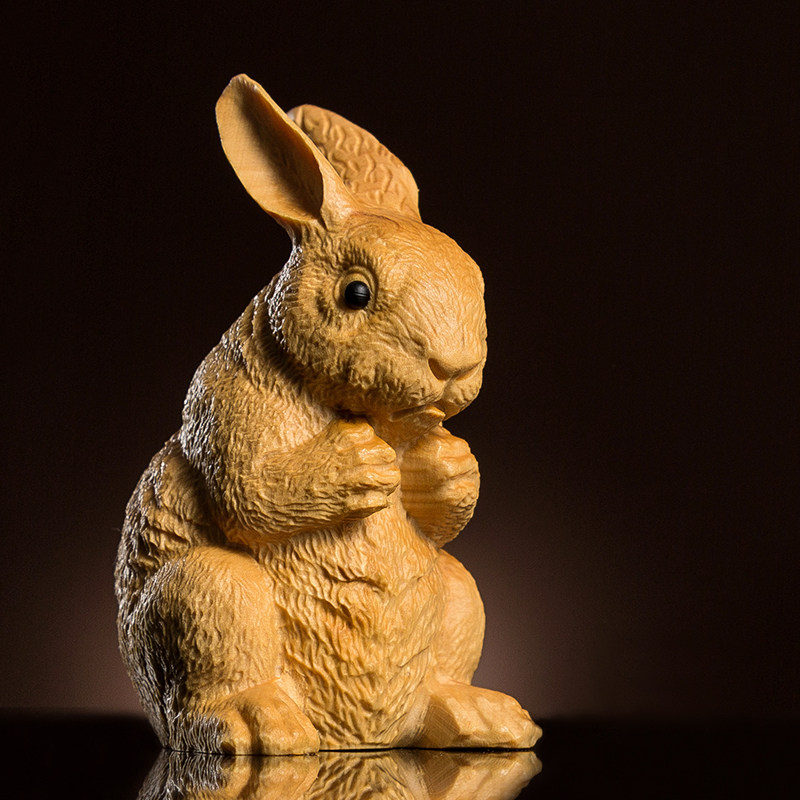 小叶黄杨木雕刻兔子手把件家居装饰实木工艺品送礼汽车动物小摆件