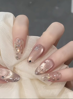 【巴洛克泪光】星星月亮梦幻仙女棒爆闪美甲亮片手工穿戴甲