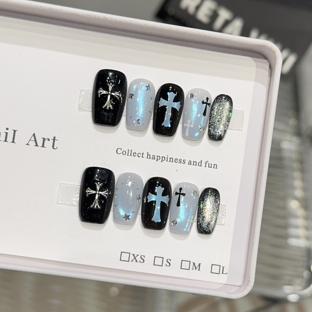 韩系克罗心蓝猫眼美甲贴片