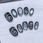 纯手工穿戴甲原创猫眼美甲短款 甲片中长款 裸色轻奢高级感指甲贴片