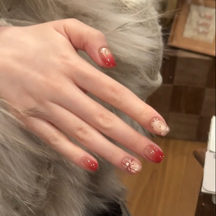 【冬日礼遇】圣诞渐变法式短款美甲纯手工穿戴甲美甲贴片假指甲片
