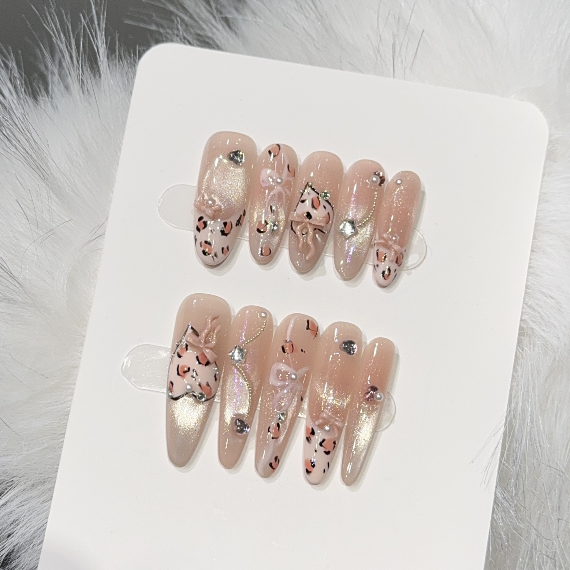 高定【甜嗲小野豹】秋冬美甲纯手工穿戴甲长款美甲贴片假指甲