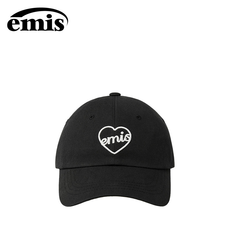 emis爱心帽子女心形棒球帽黑白色鸭舌帽女软顶大帽围防晒遮阳新款