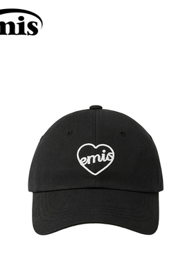 emis爱心帽子女心形棒球帽黑白色鸭舌帽女软顶大帽围防晒遮阳新款