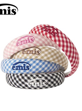 韩国新款emis发箍宋智雅张元英明星同款格子条纹格潮流宋雨琦发夹