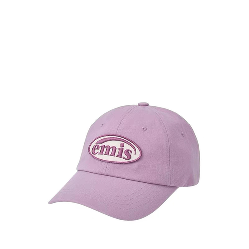 emis帽子女同色系徽章棒球帽男可乐标浅紫粉色鸭舌帽软顶高级感