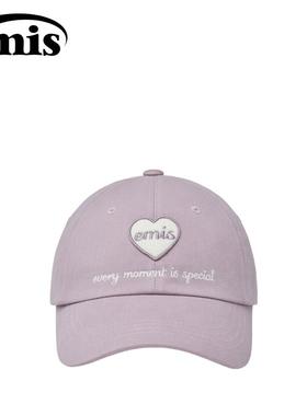 韩国emis心形标志棒球帽紫色休闲百搭大头围男女同款