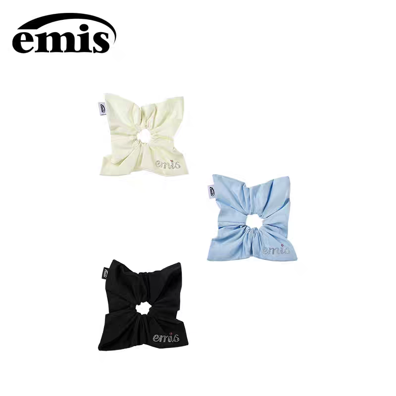 emis发圈水钻字母扎头发大肠方型女高级感丸子头发饰头绳韩系头饰