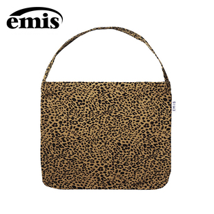 韩国emis豹纹帆布包灯芯绒时尚百搭韩系小众ins风大容量学生