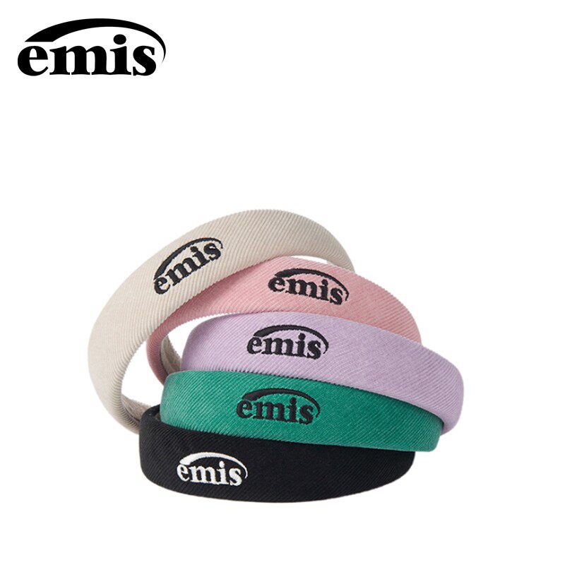 韩国emis灯芯绒发箍新款小众高颅顶发箍字母复古绒面宋智雅同款