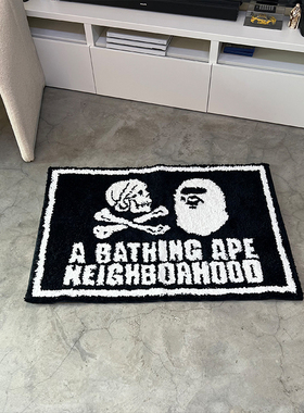 新款NBHD x BAPE植绒家用客厅卧室地毯地垫柔软书房卡通可机洗