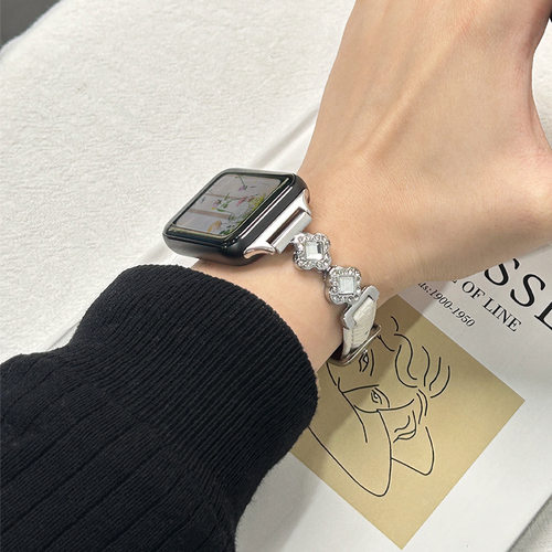 适用小米手环9pro表带四叶花镶钻